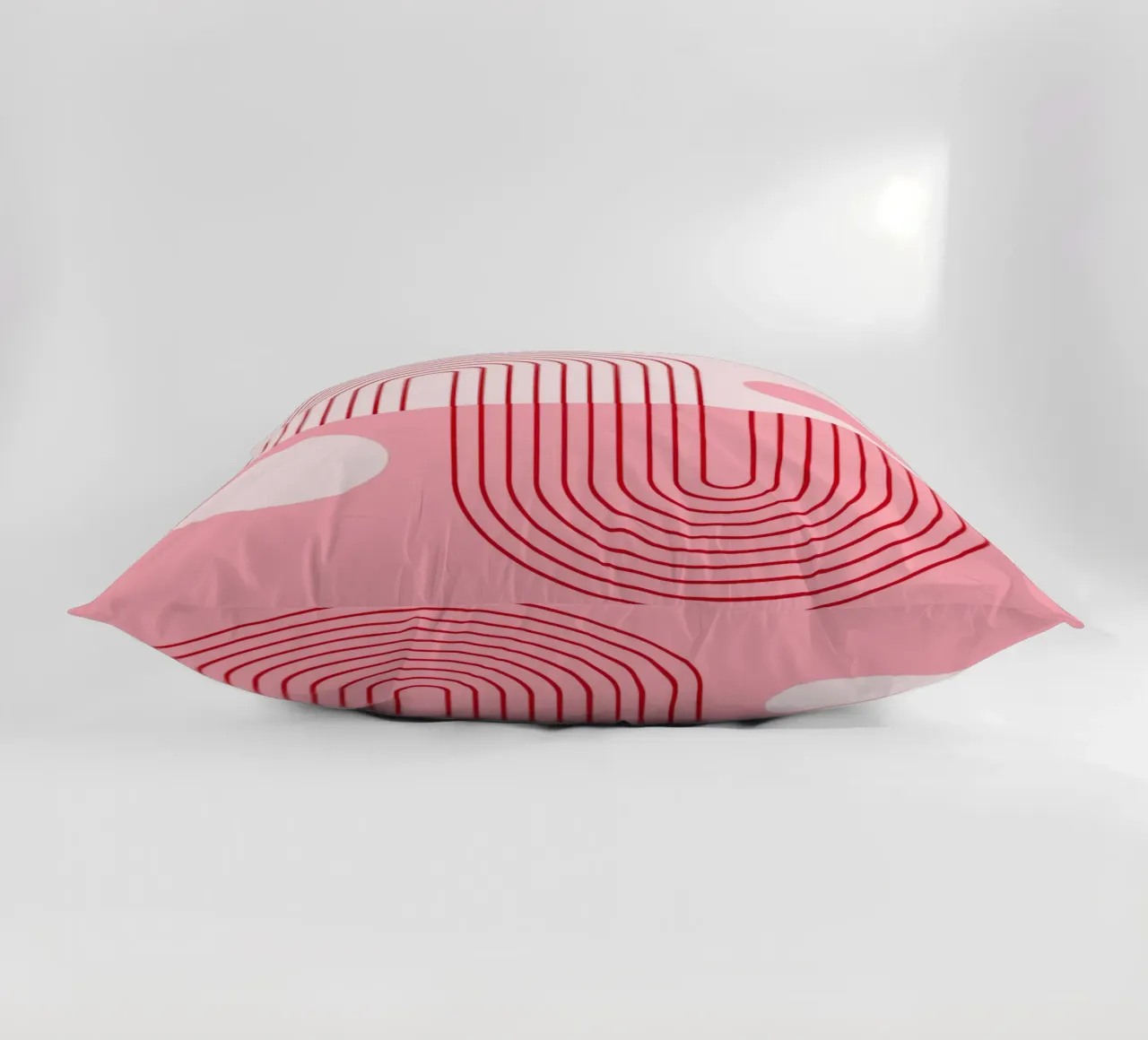Geometric Bauhaus Style Abstract Design in Pink and Red decorative cushion by pdigitalprints