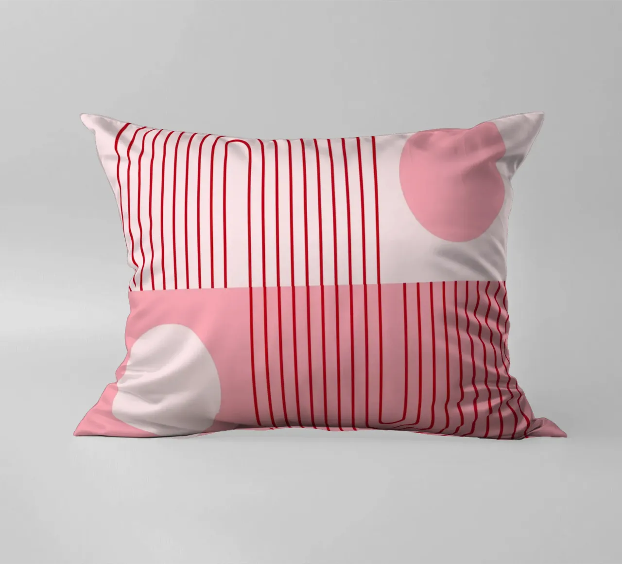 Geometric Bauhaus Style Abstract Design in Pink and Red decorative cushion by pdigitalprints