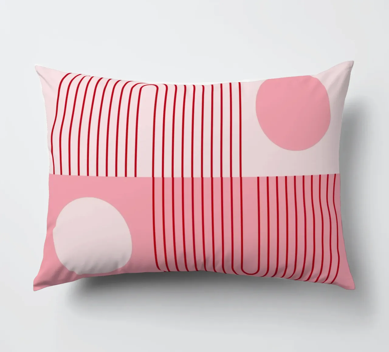 Geometric Bauhaus Style Abstract Design in Pink and Red decorative cushion by pdigitalprints