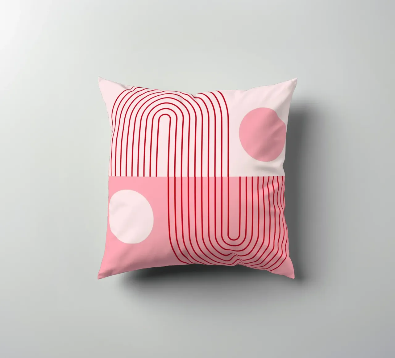 Geometric Bauhaus Style Abstract Design in Pink and Red decorative cushion by pdigitalprints