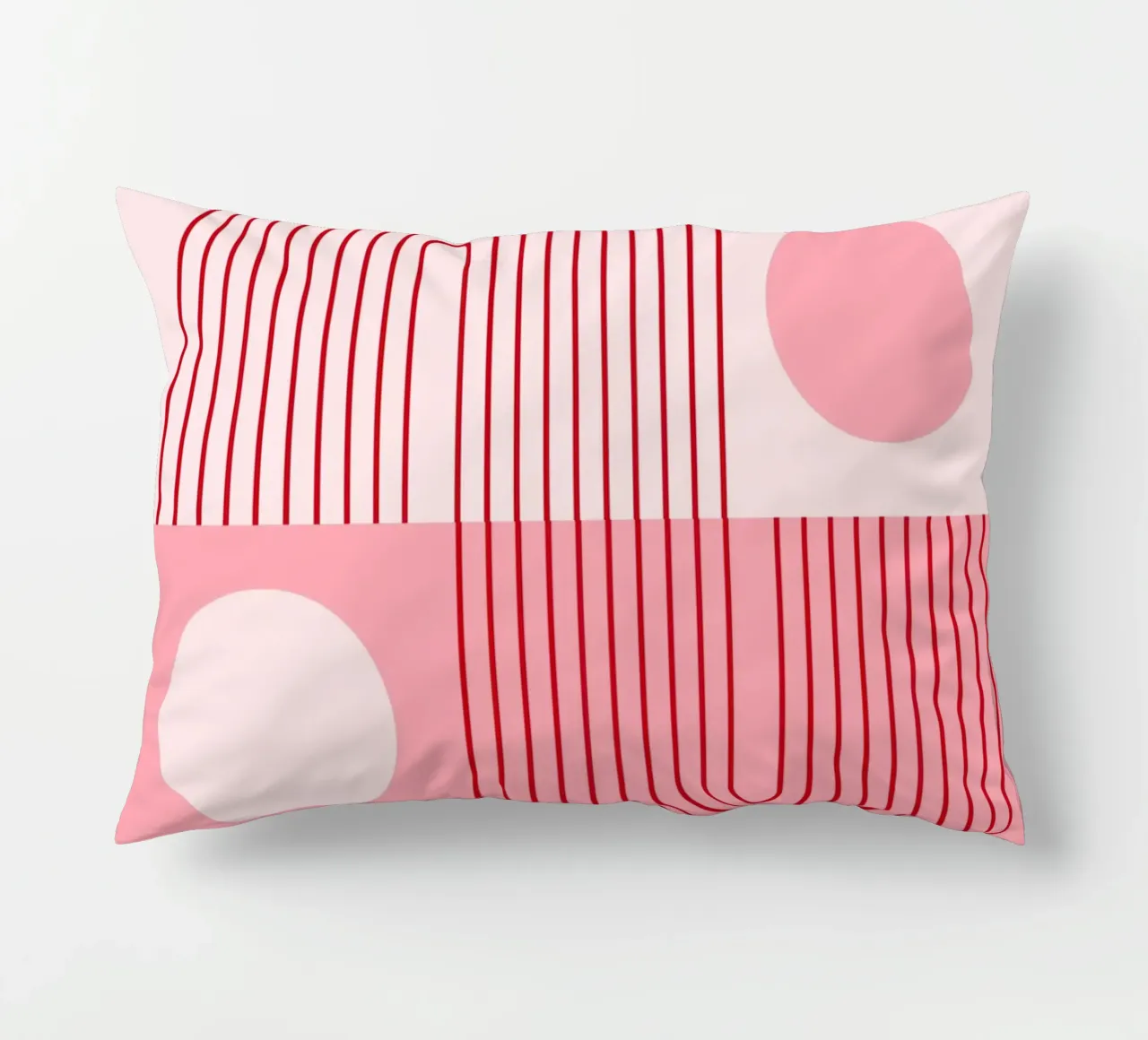 Geometric Bauhaus Style Abstract Design in Pink and Red decorative cushion by pdigitalprints