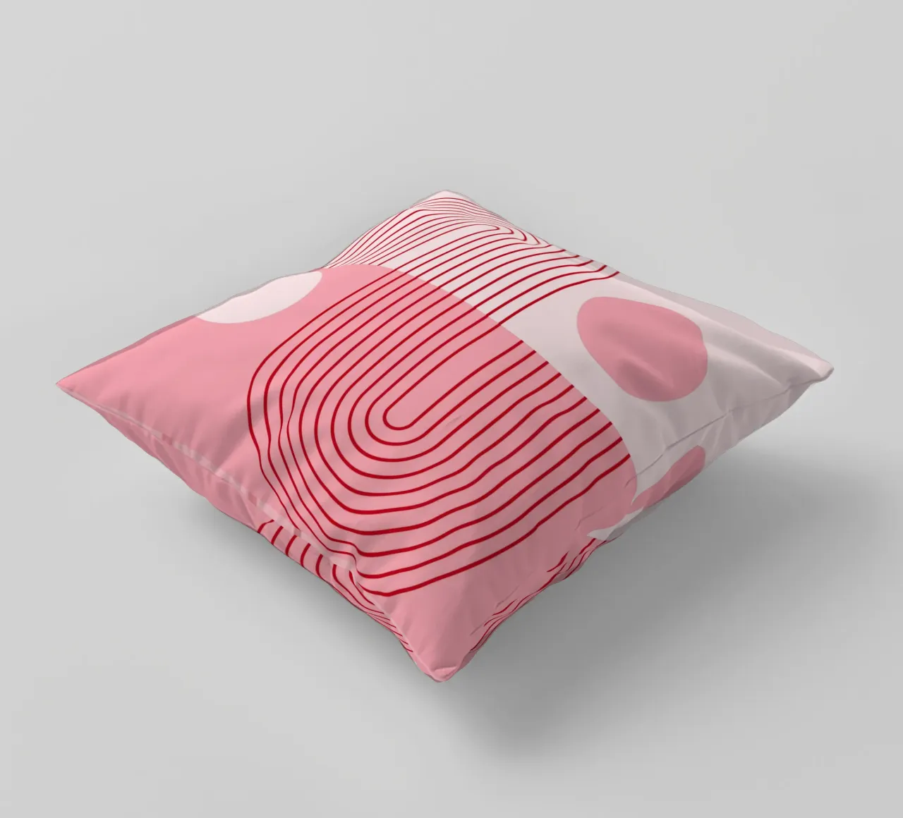 Geometric Bauhaus Style Abstract Design in Pink and Red decorative cushion by pdigitalprints