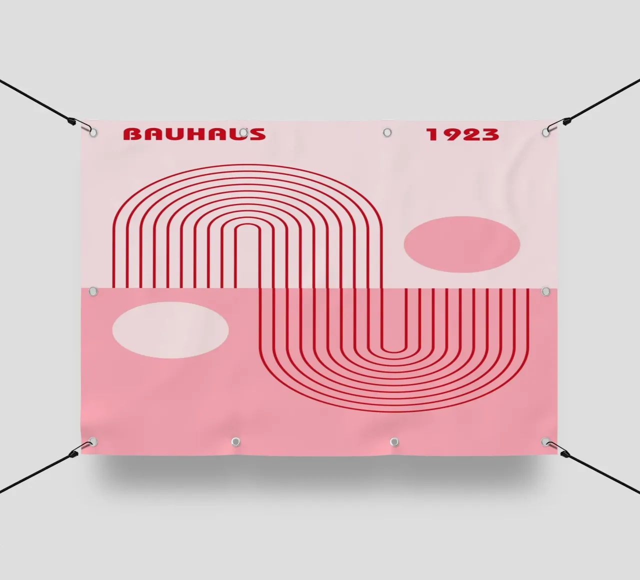 Disegno astratto geometrico in stile Bauhaus in rosa e rosso telo in pvc da pdigitalprints