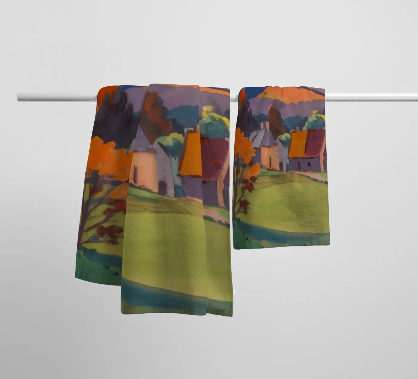 Herfstdorp Ember badhanddoek van Celestial Harmony