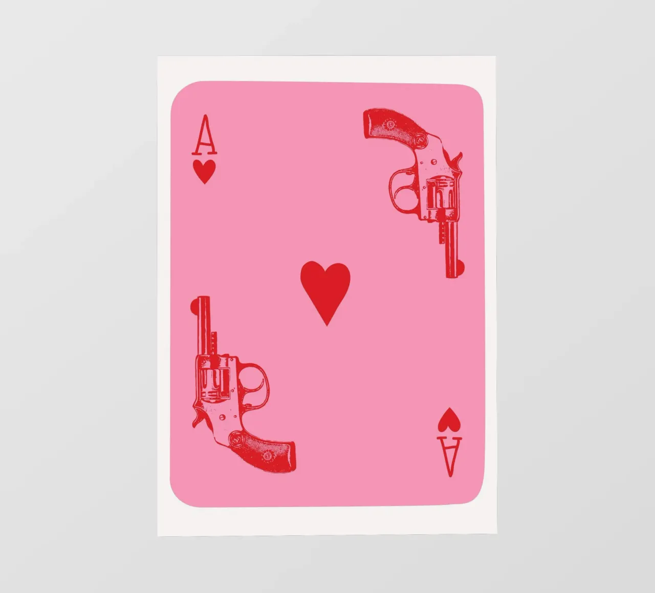 Ace of Hearts Pop Art with Vintage Revolvers in Pink and Red photo wallpaper by pdigitalprints