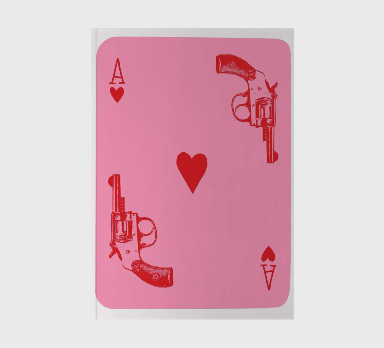 Ace of Hearts Pop Art with Vintage Revolvers in Pink and Red notebook by pdigitalprints