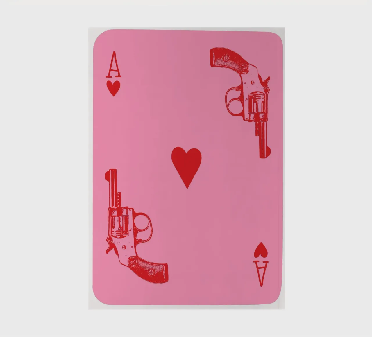 Ace of Hearts Pop Art with Vintage Revolvers in Pink and Red notebook by pdigitalprints