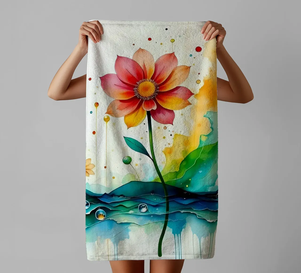 Pittura_fiori_3 asciugamano da bagno da Farb- und Blütenzauber by LK