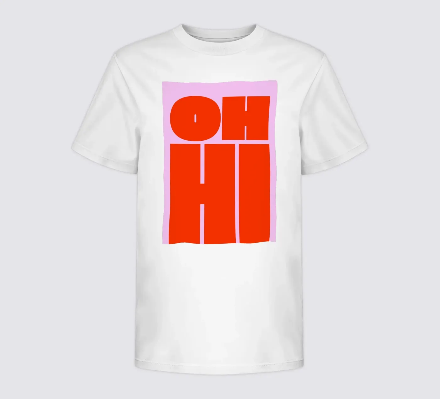 Kühnes Retro-Typografie-Kunstwerk mit "OH HI" in Rot auf Rosa Kinder T-Shirt von pdigitalprints