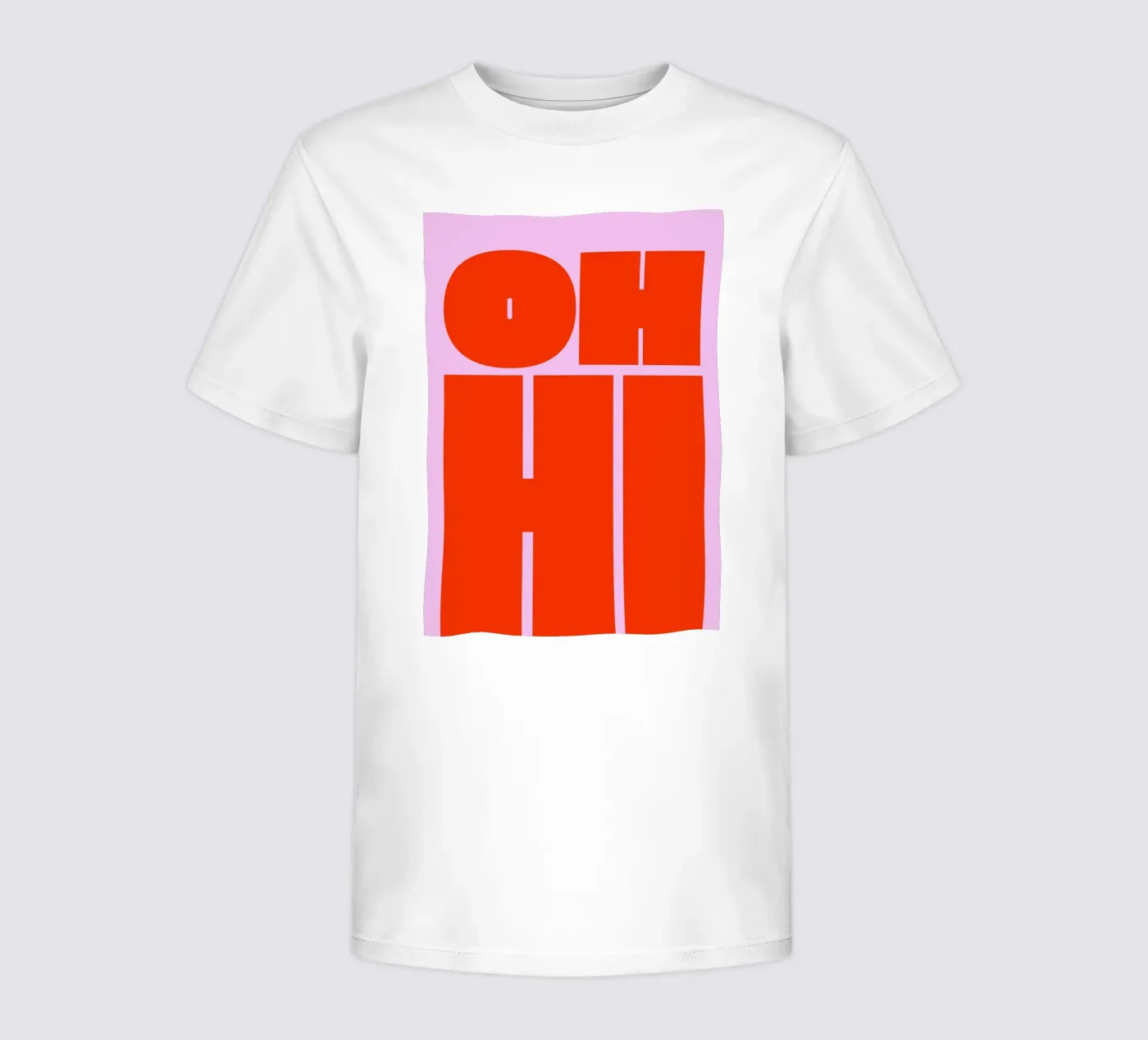 Kühnes Retro-Typografie-Kunstwerk mit "OH HI" in Rot auf Rosa Kinder T-Shirt von pdigitalprints