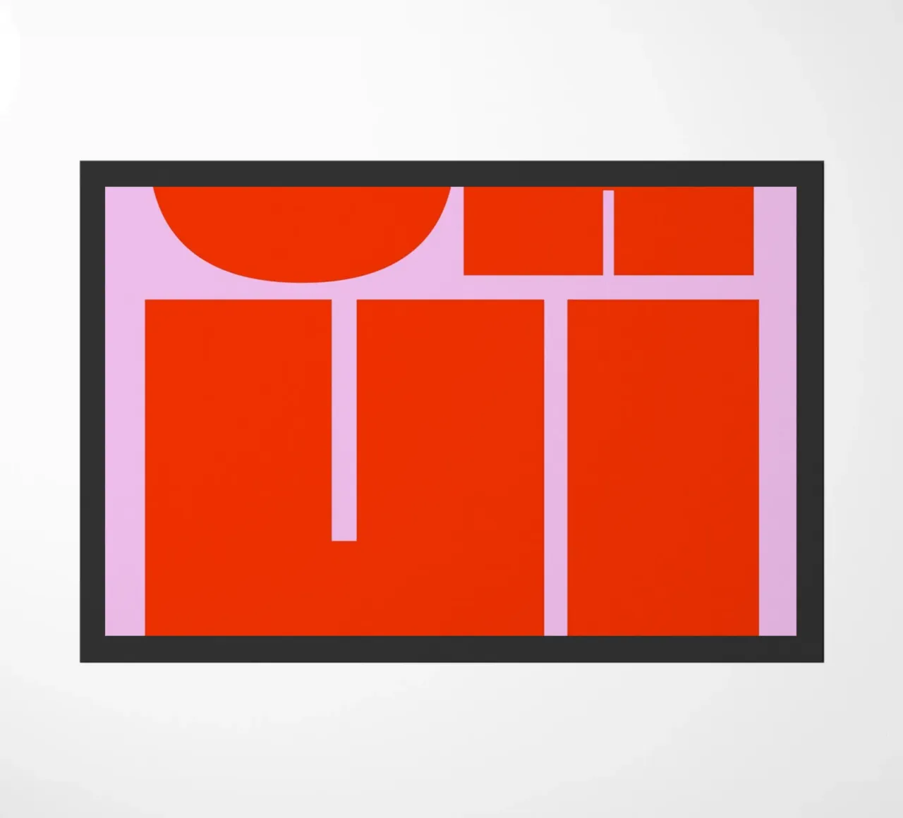 Bold Retro Typography Art with "OH HI" in Red on Pink doormat by pdigitalprints