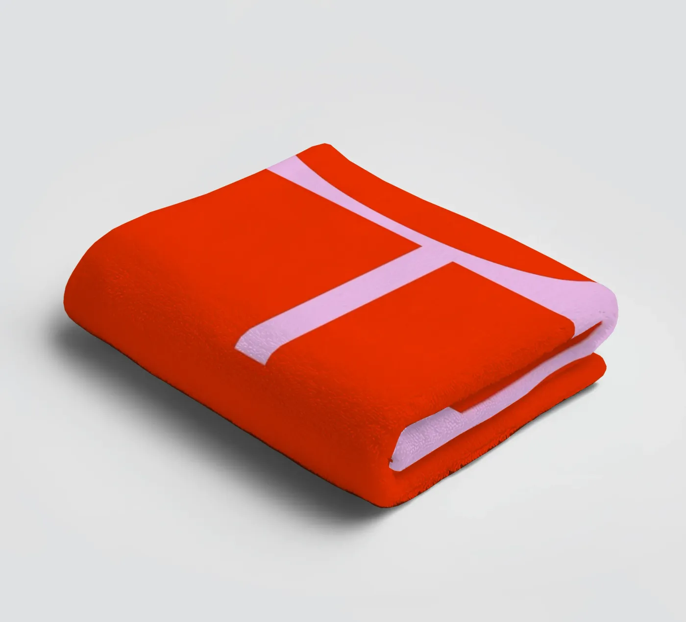 Kühnes Retro-Typografie-Kunstwerk mit "OH HI" in Rot auf Rosa Handtuch von pdigitalprints