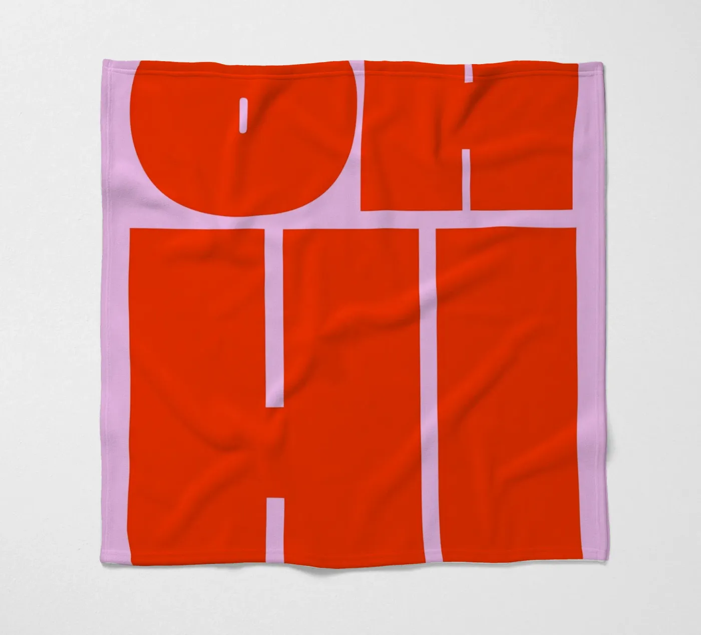 Kühnes Retro-Typografie-Kunstwerk mit "OH HI" in Rot auf Rosa Fleecedecke von pdigitalprints