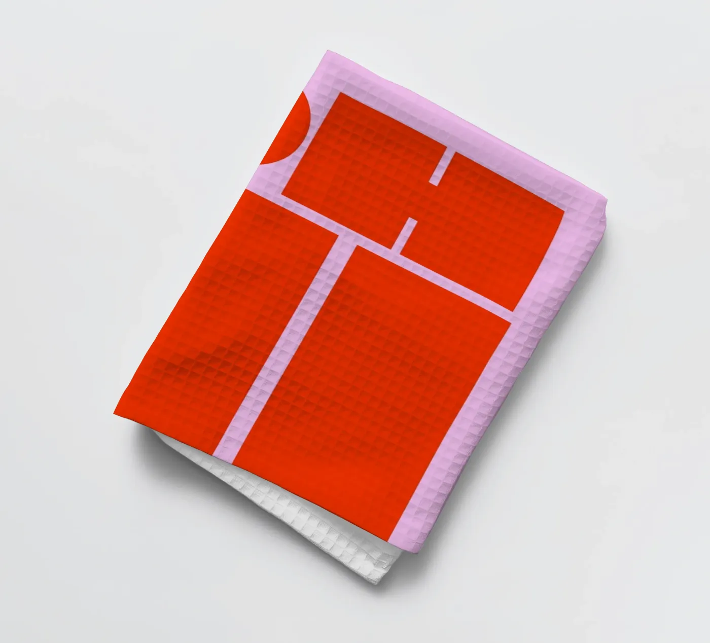 Kühnes Retro-Typografie-Kunstwerk mit "OH HI" in Rot auf Rosa Geschirrtuch von pdigitalprints