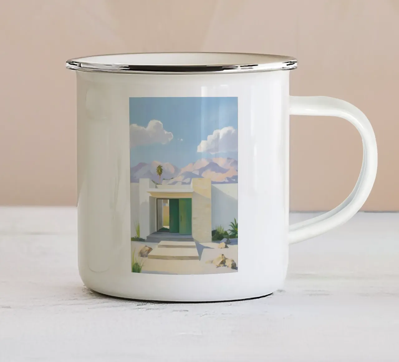 Ingresso modernista nel deserto tazza in smalto da Opal Strokes