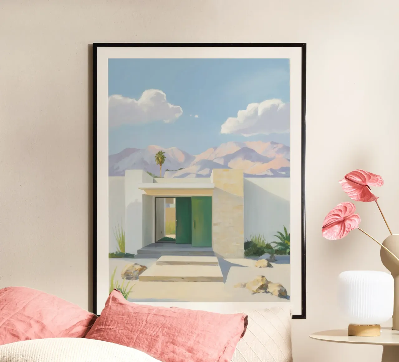Ingresso modernista nel deserto poster con telaio in alluminio da Opal Strokes