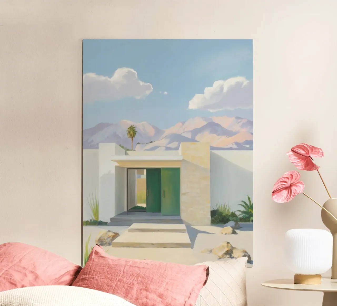 Ingresso modernista nel deserto poster con telaio in alluminio da Opal Strokes
