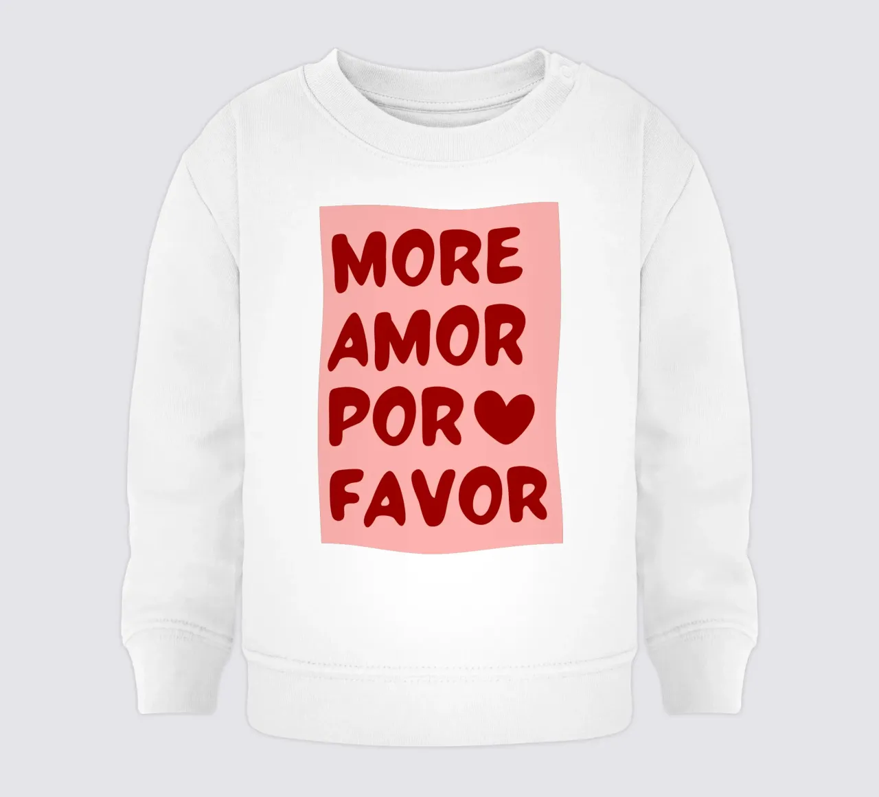 More Amor Por Favor Quote in Bold Red on Pink Background sudadera de bebé de pdigitalprints