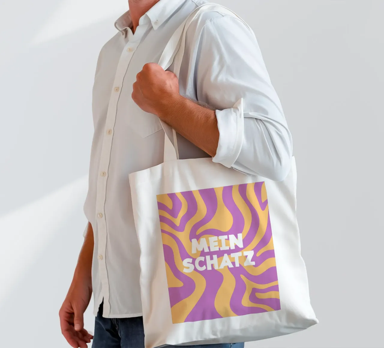 Linea d'onda giallo-viola borsa in juta da MODERN NUANCE