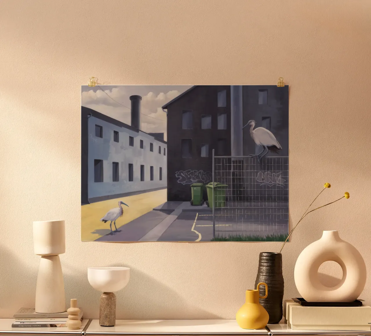 Ibis industriale Immobile poster con telaio in alluminio da Opal Strokes