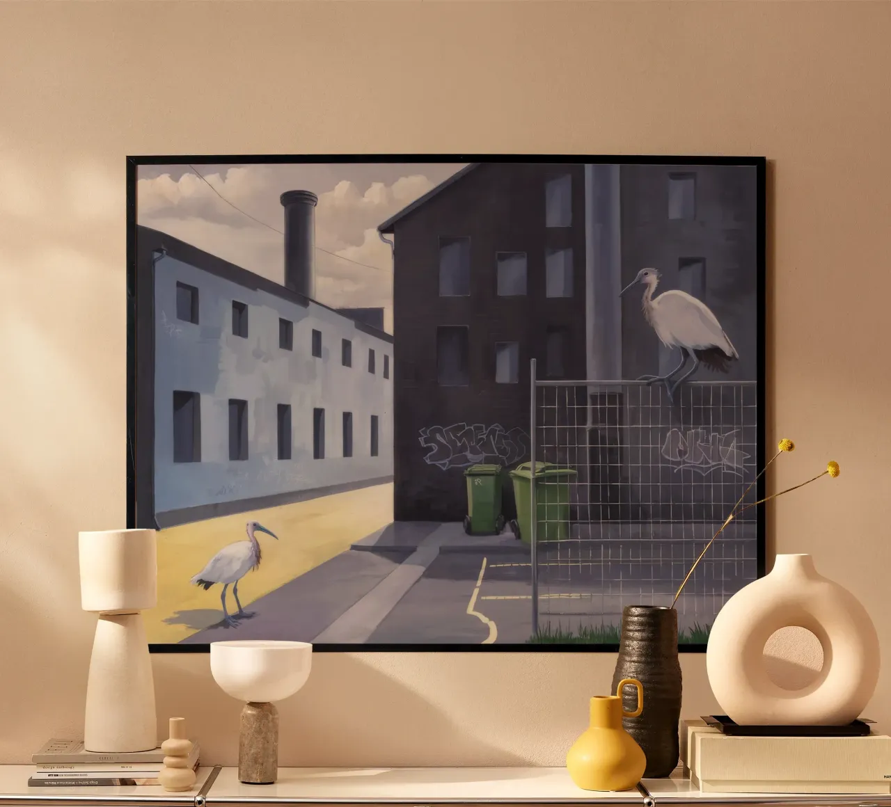 Ibis industriale Immobile poster con telaio in alluminio da Opal Strokes