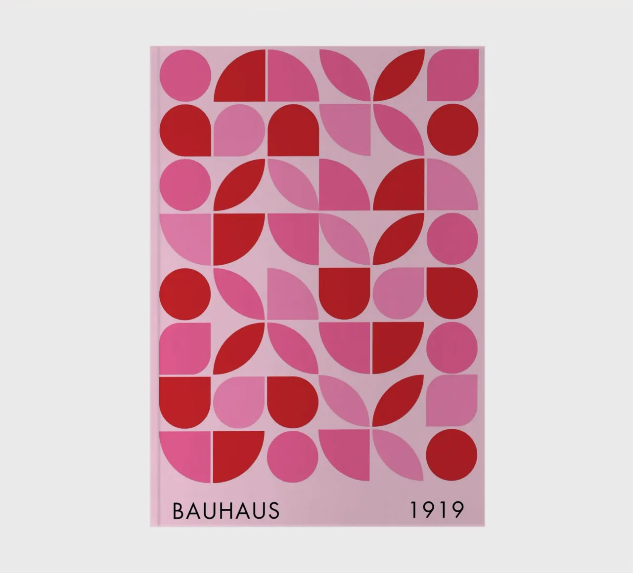 Geometric Bauhaus Art Print in Pink and Red notebook by pdigitalprints