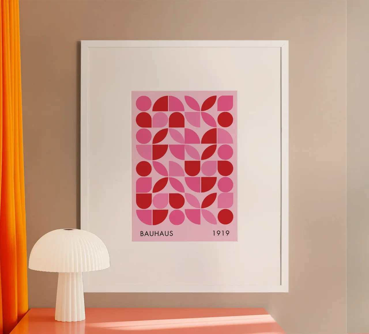Stampa d'arte geometrica Bauhaus in rosa e rosso poster da pdigitalprints