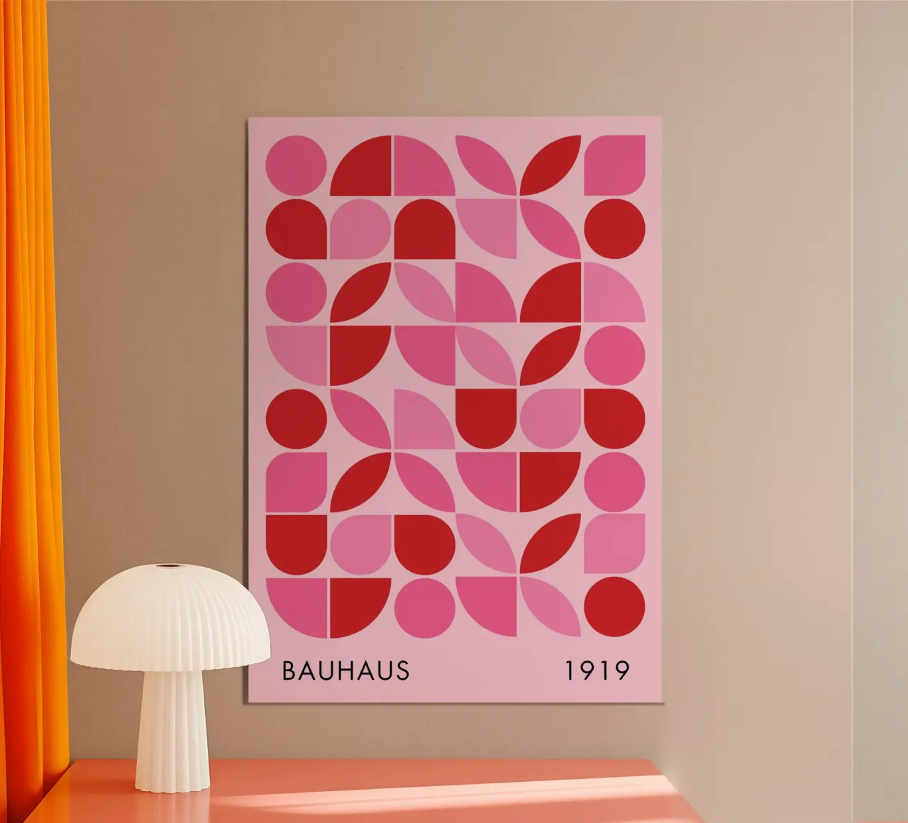 Stampa d'arte geometrica Bauhaus in rosa e rosso poster da pdigitalprints