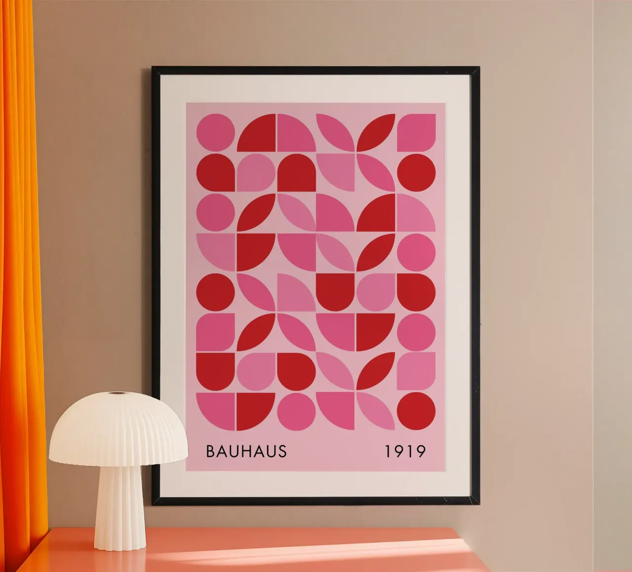 Stampa d'arte geometrica Bauhaus in rosa e rosso poster da pdigitalprints