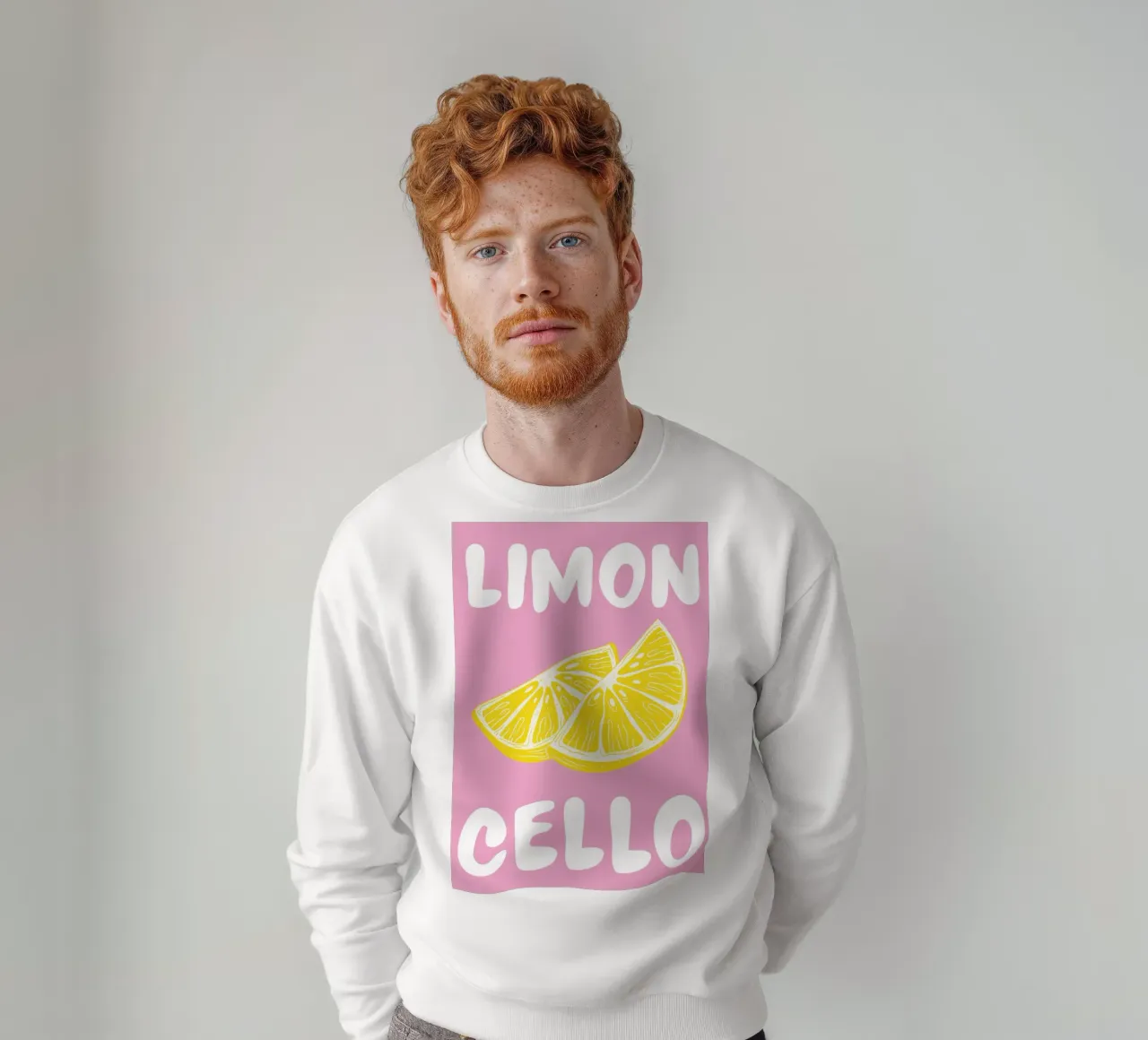 Stampa d'arte di una fetta di limone al limoncello, con colori audaci rosa e giallo felpa da pdigitalprints