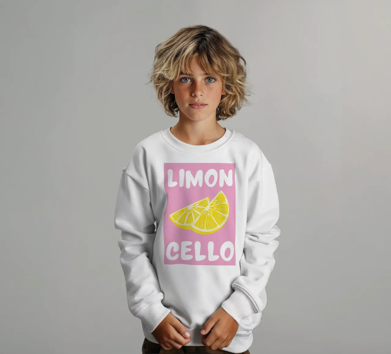 Stampa d'arte di una fetta di limone al limoncello, con colori audaci rosa e giallo felpa bambino da pdigitalprints