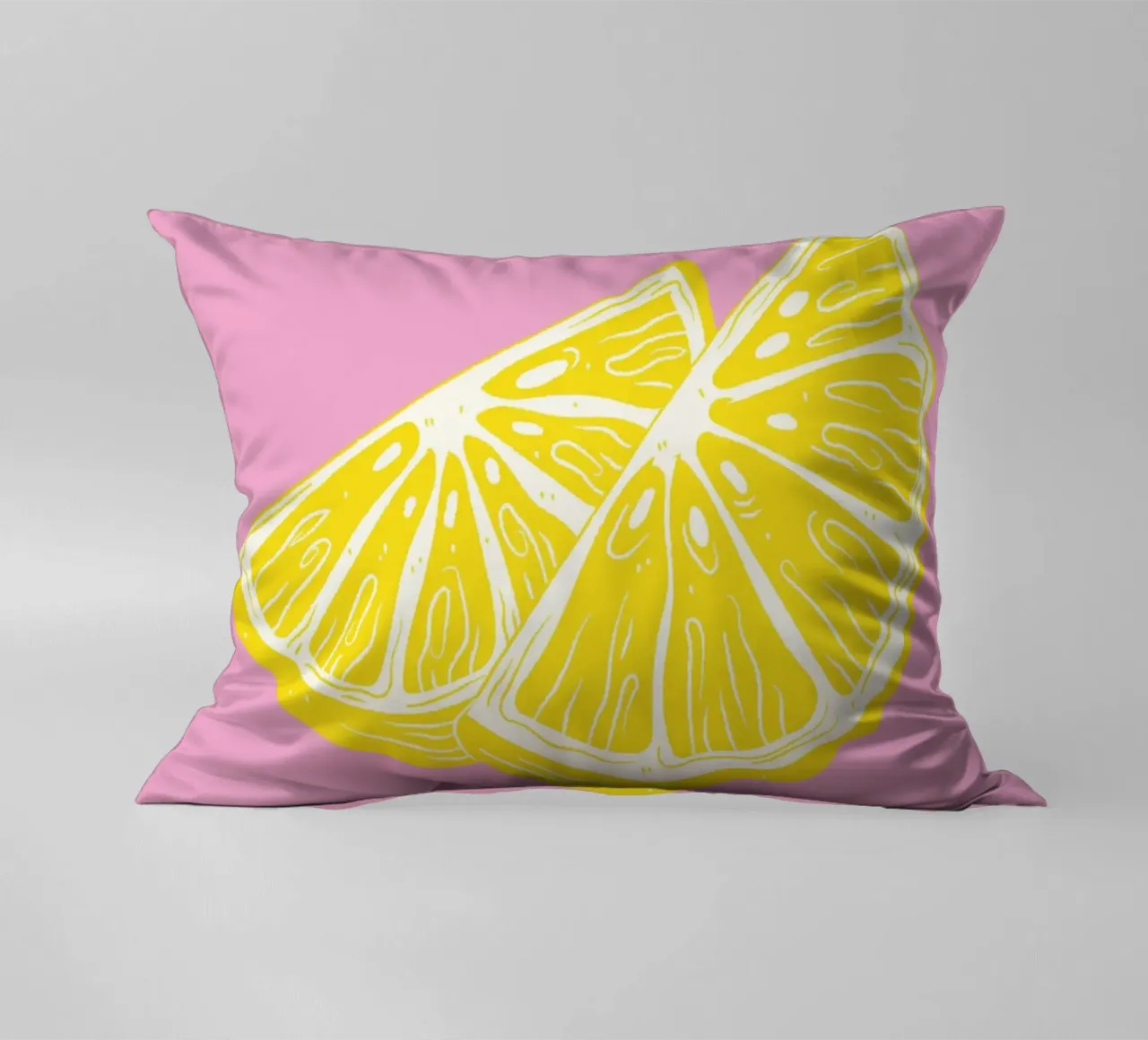 Stampa d'arte di una fetta di limone al limoncello, con colori audaci rosa e giallo cuscino da pdigitalprints