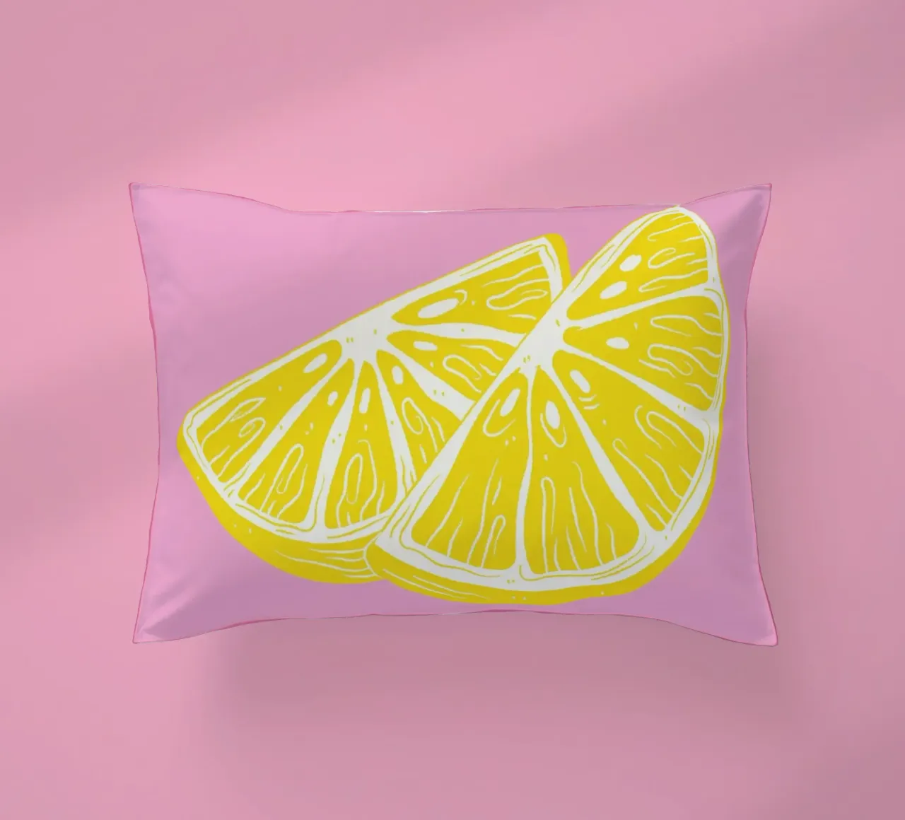 Stampa d'arte di una fetta di limone al limoncello, con colori audaci rosa e giallo cuscino da pdigitalprints