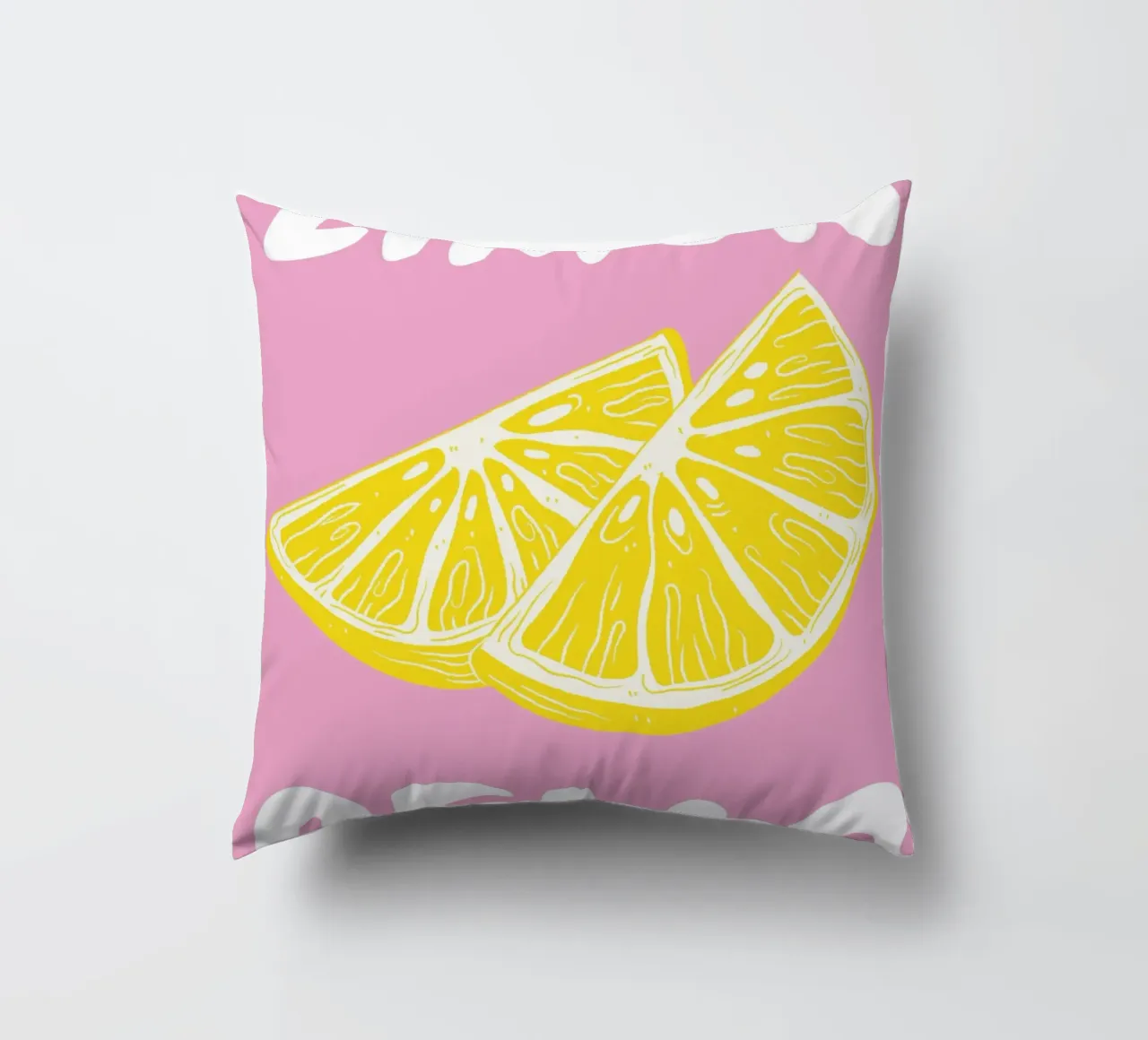 Stampa d'arte di una fetta di limone al limoncello, con colori audaci rosa e giallo cuscino da pdigitalprints
