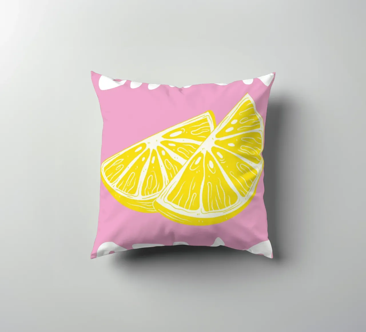 Stampa d'arte di una fetta di limone al limoncello, con colori audaci rosa e giallo cuscino da pdigitalprints