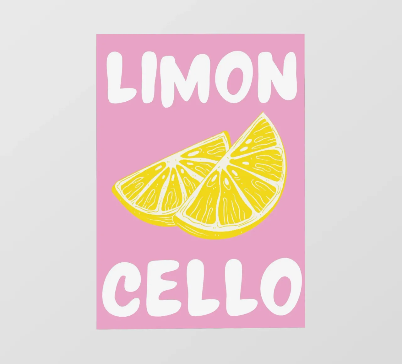 Stampa d'arte di una fetta di limone al limoncello, con colori audaci rosa e giallo telo in pvc da pdigitalprints