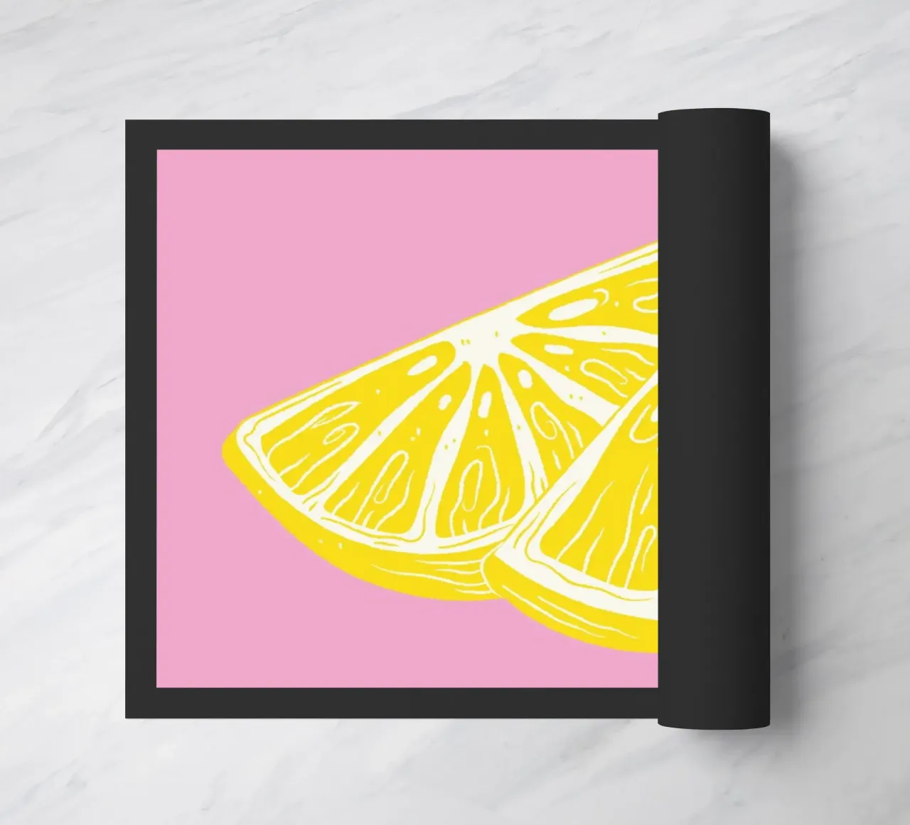 Stampa d'arte di una fetta di limone al limoncello, con colori audaci rosa e giallo zerbino da pdigitalprints