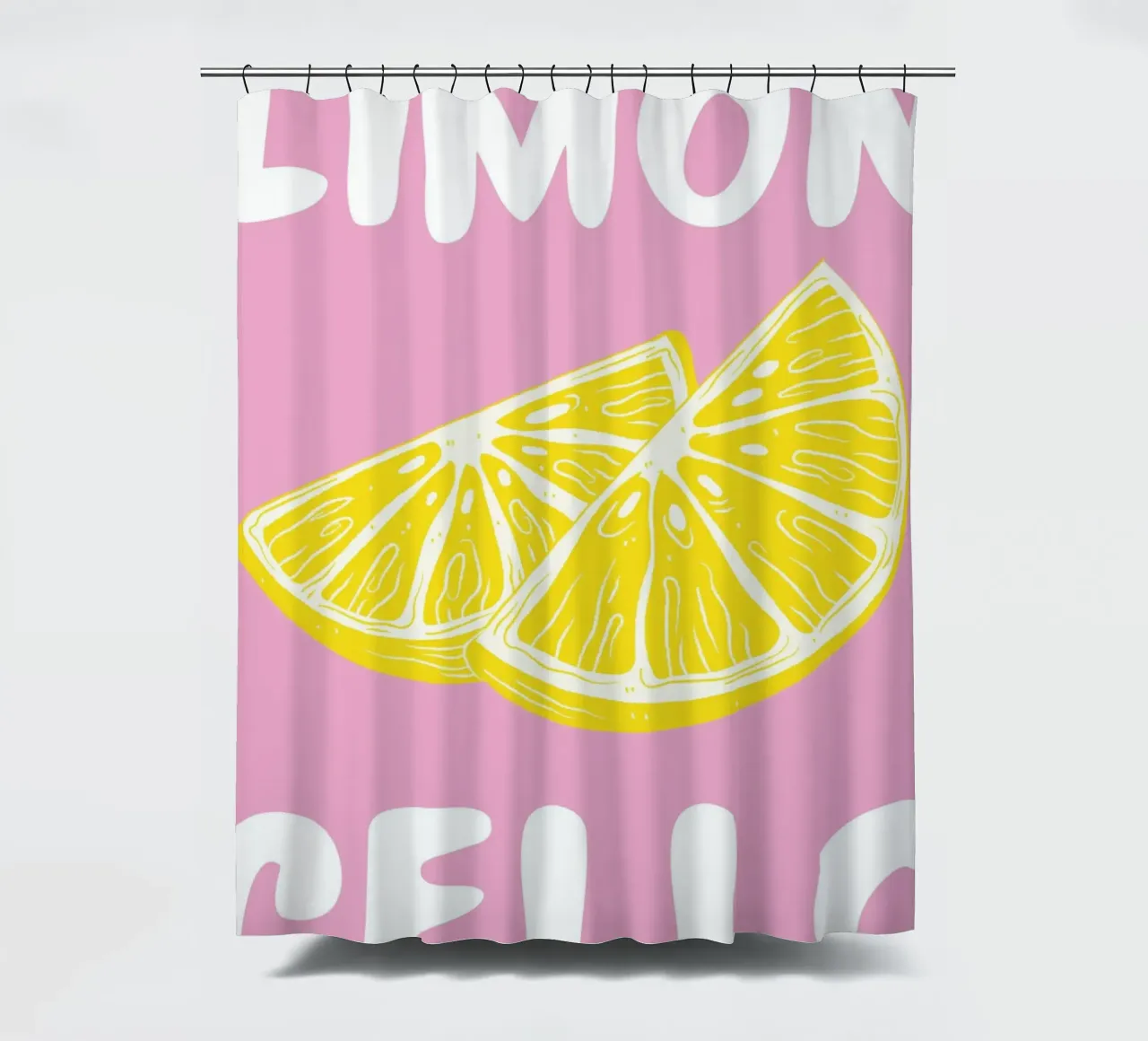 Limoncello Lemon Slice Art Print con rosa y amarillo intenso cortina de baño de pdigitalprints