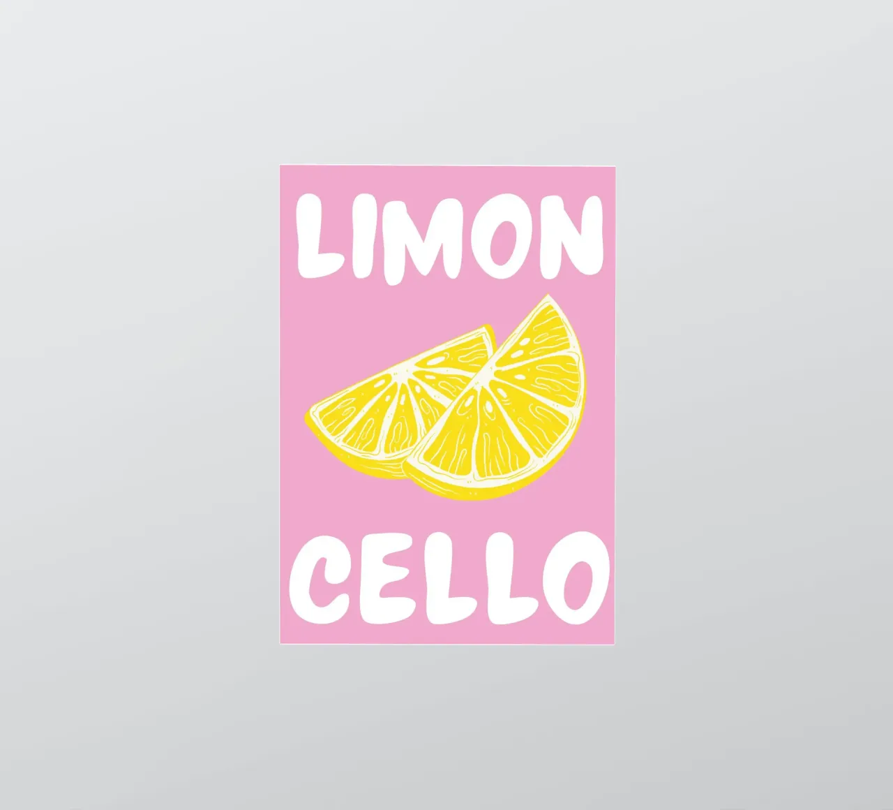 Limoncello Lemon Slice Art Print con rosa y amarillo intenso pegatina de pdigitalprints