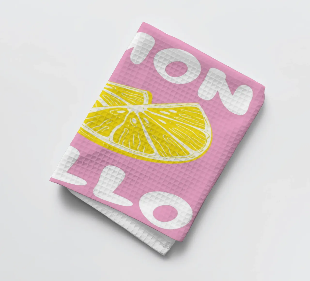 Stampa d'arte di una fetta di limone al limoncello, con colori audaci rosa e giallo canovaccio da cucina da pdigitalprints