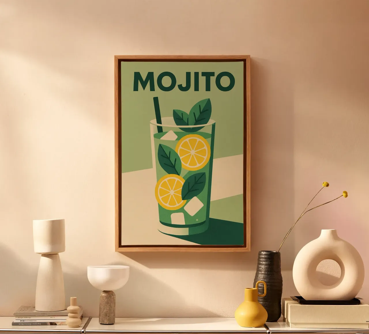 Mojito - Freschezza verde e spirito cubano tela con Cornice a cassetta da Boissons - Affiches & posters - Retro