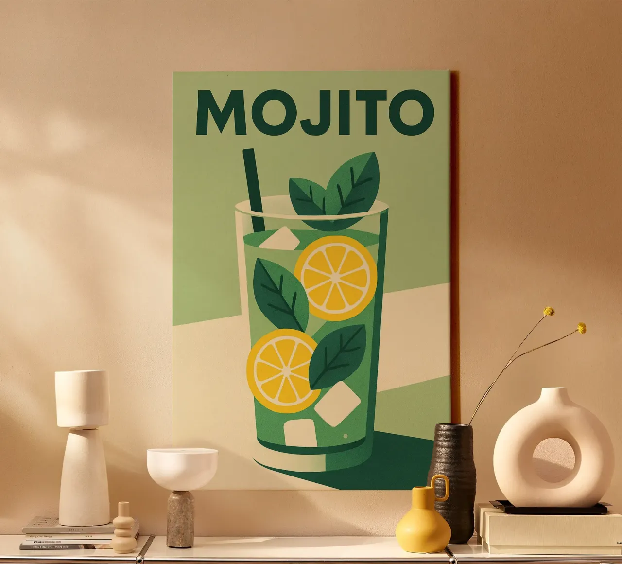 Mojito - Freschezza verde e spirito cubano tela con Cornice a cassetta da Boissons - Affiches & posters - Retro