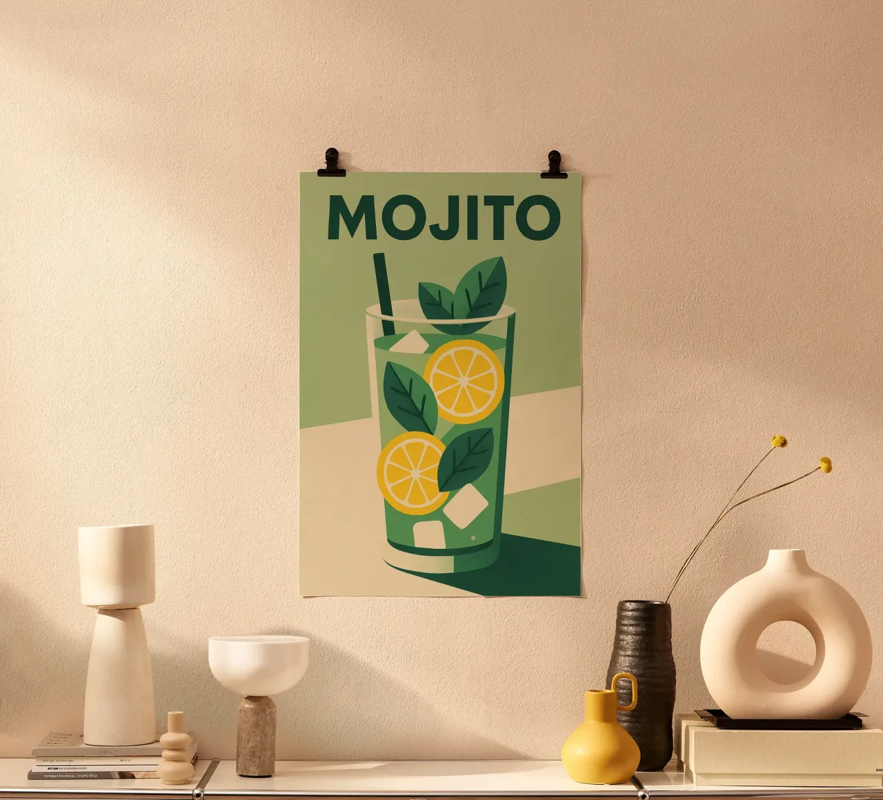 Mojito - Freschezza verde e spirito cubano poster con telaio in plastica da Boissons - Affiches & posters - Retro