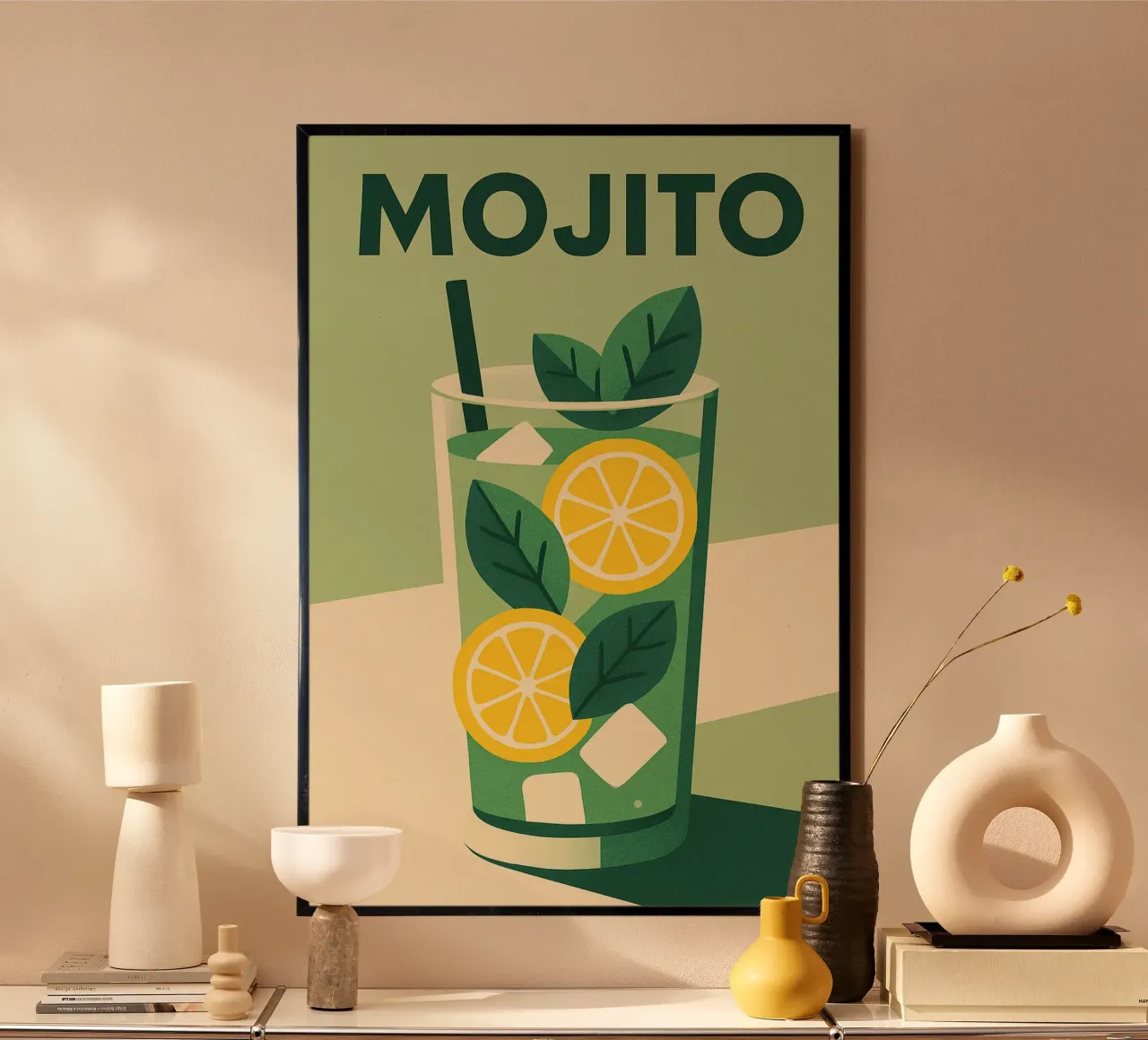 Mojito - Freschezza verde e spirito cubano poster con telaio in plastica da Boissons - Affiches & posters - Retro