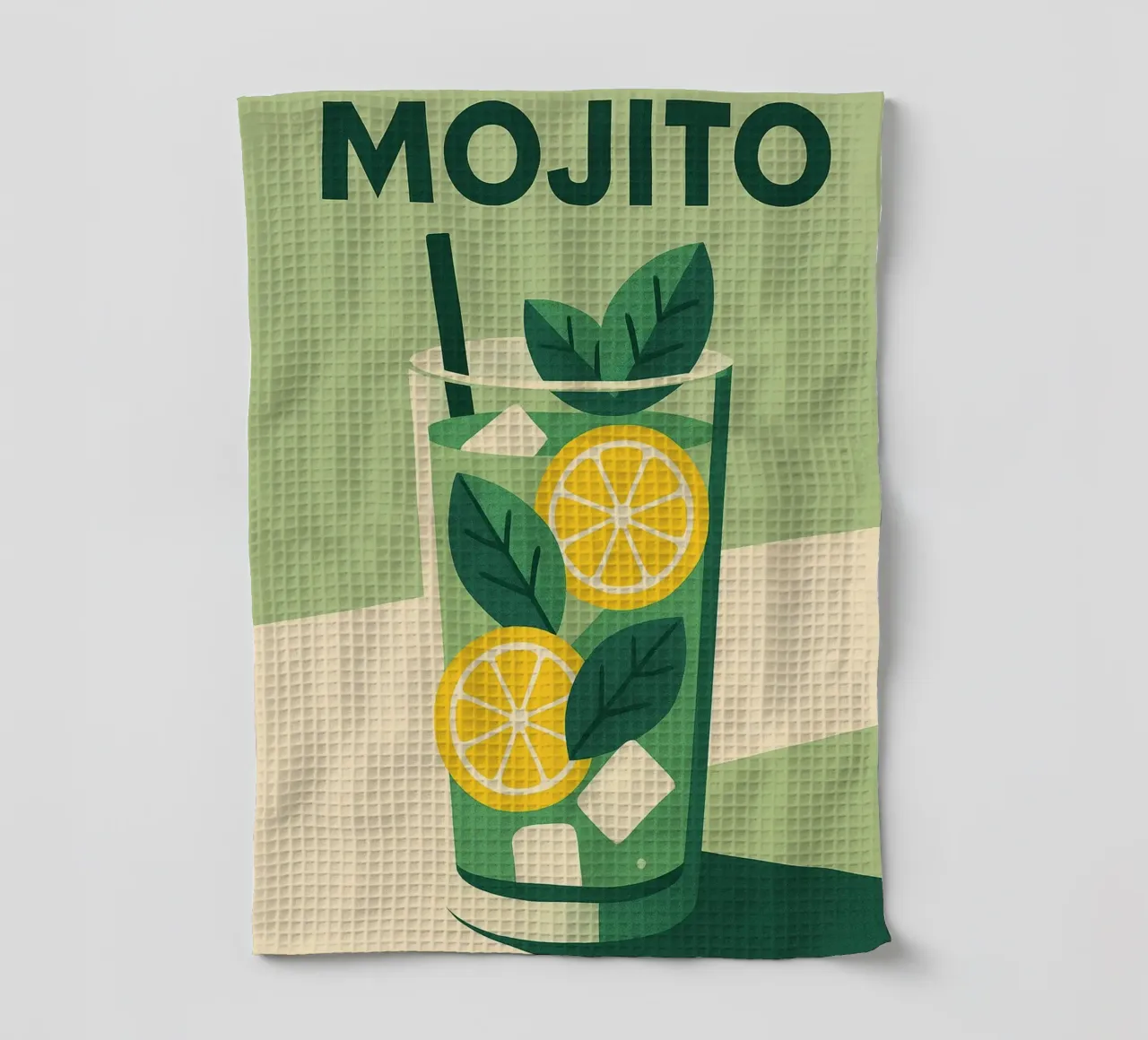 Mojito - Green freshness and Cuban spirit tea towel by Boissons - Affiches & posters - Retro