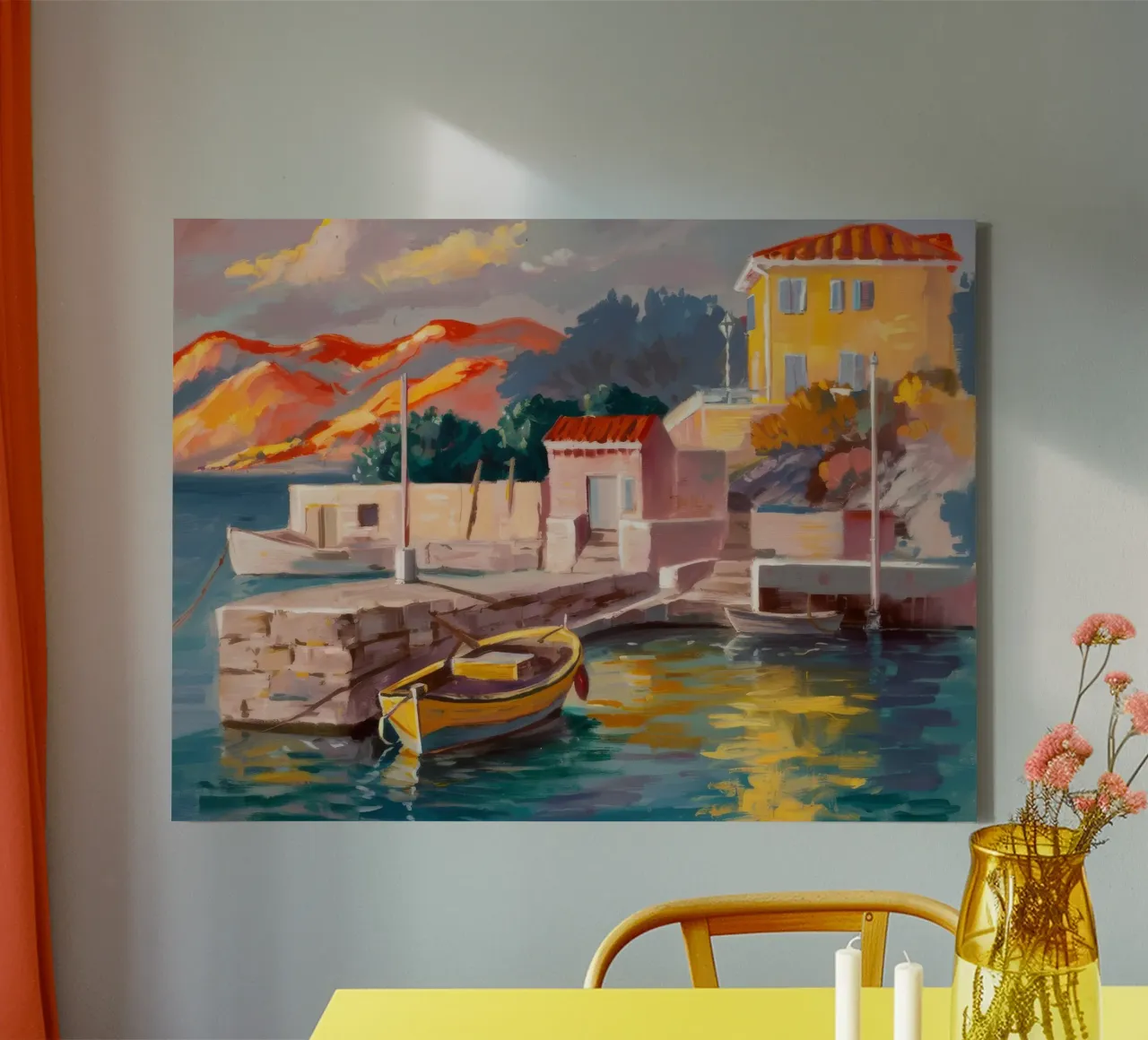 Sunlit Quay Repose canvas by Celestial Harmony