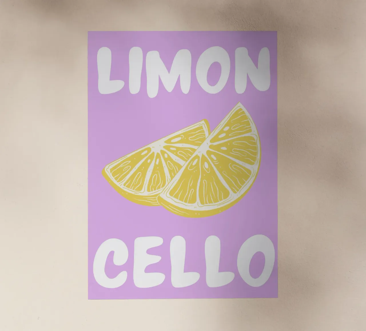 Limoncello Lemon Slice Print con fondo de lavanda lámina retroiluminada de pdigitalprints