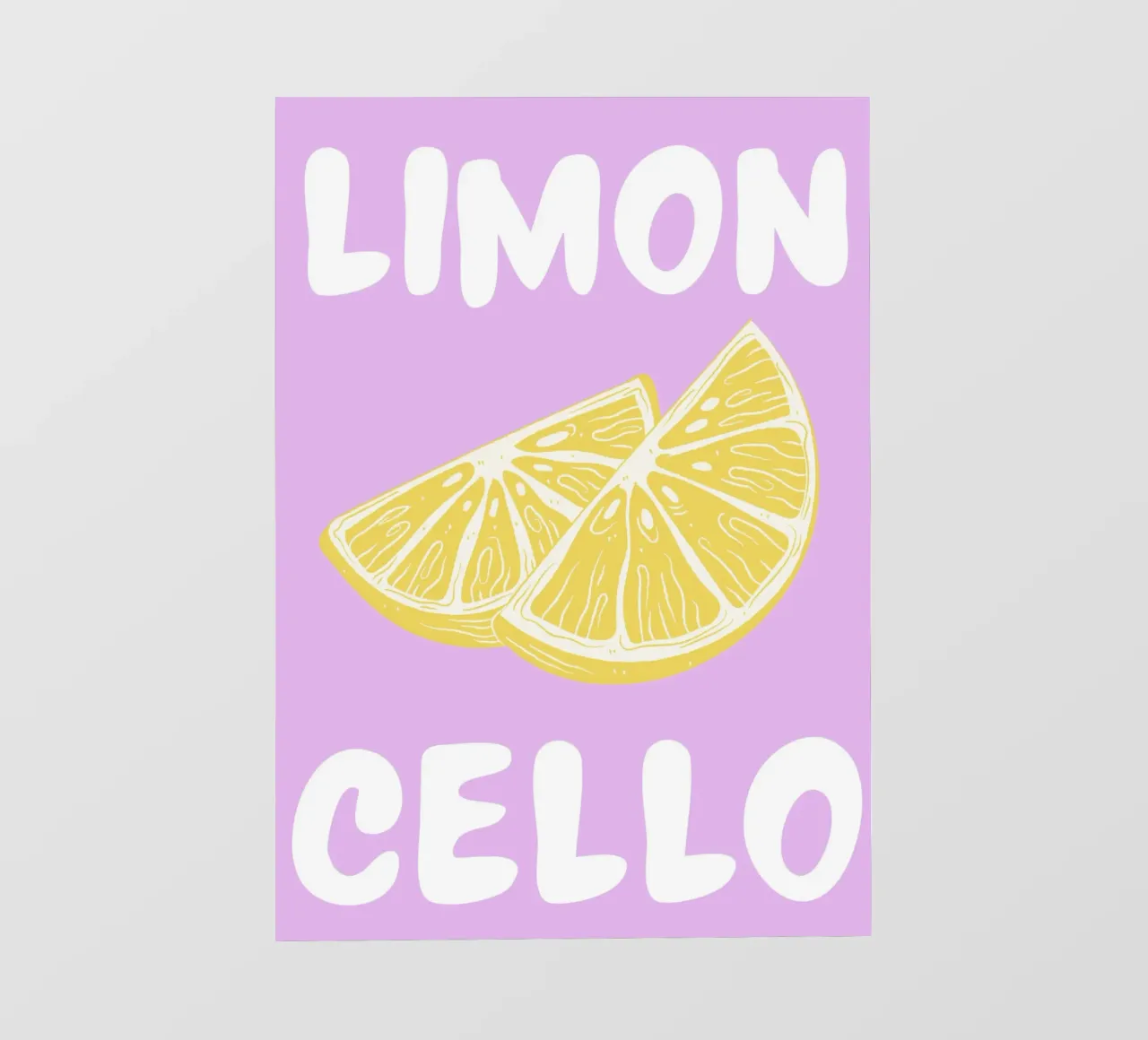 Limoncello Lemon Slice Print con fondo de lavanda lámina retroiluminada de pdigitalprints