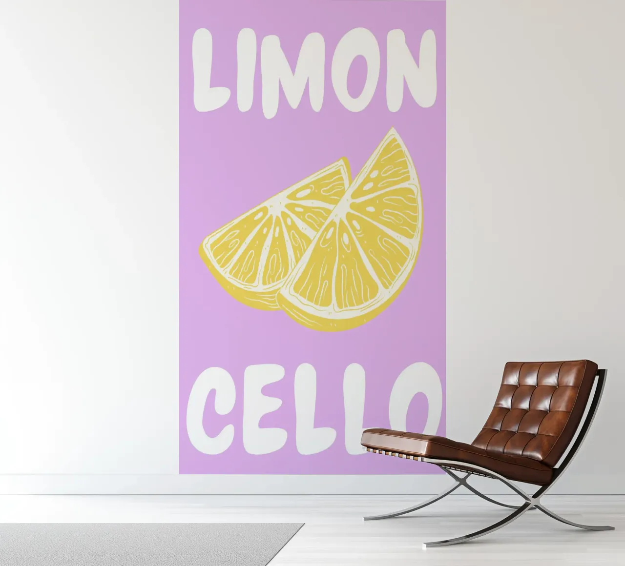 Limoncello Lemon Slice Print with Lavender Background photo wallpaper by pdigitalprints