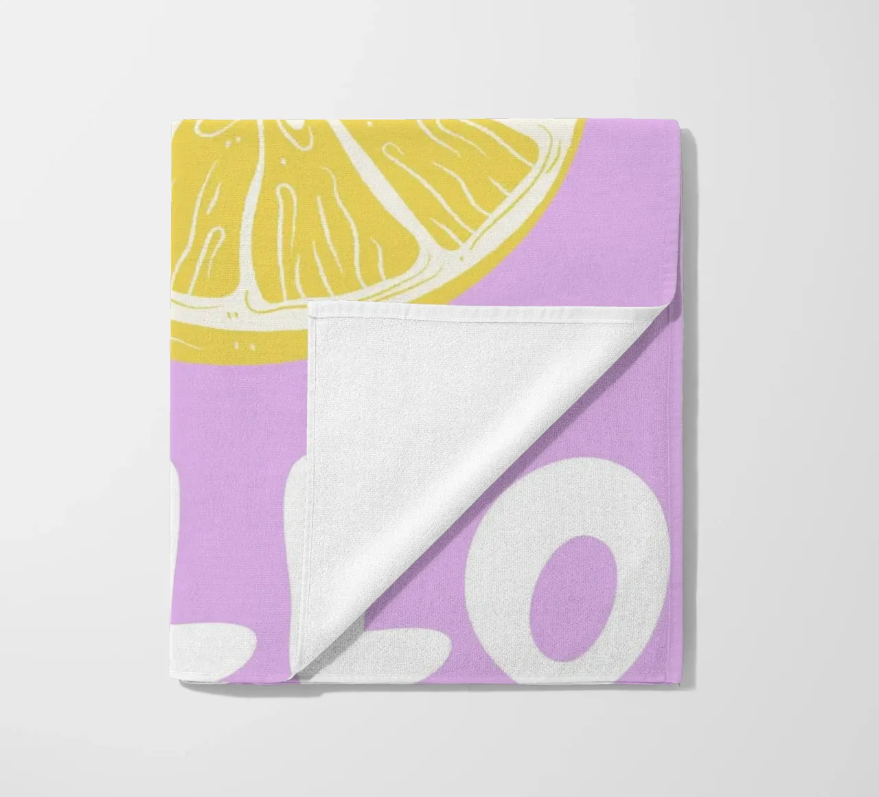 Limoncello Lemon Slice Print with Lavender Background beach towel by pdigitalprints